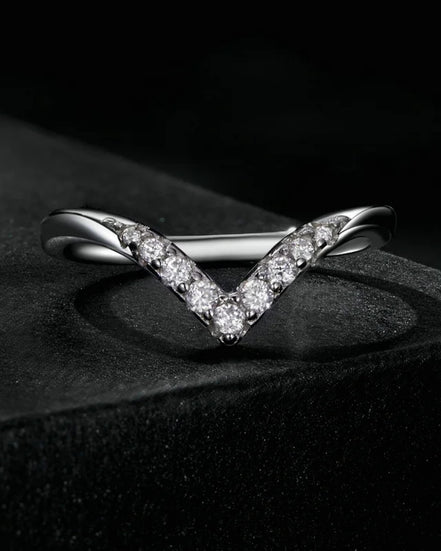 V Shaped Moissanite Wedding Ring