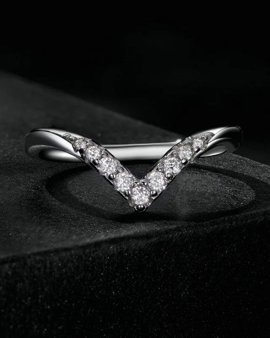 V Shaped Moissanite Wedding Ring
