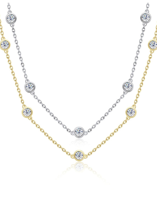 Bezel Moissanite Necklace Gold