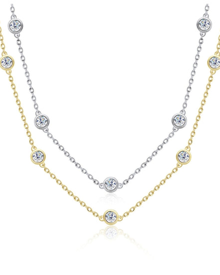 Bezel Moissanite Necklace Rose Gold