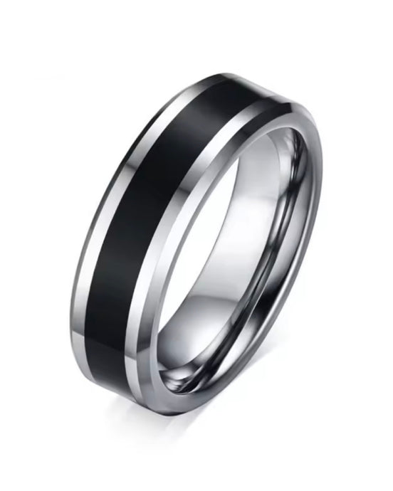 Enamel Silver Wedding Band