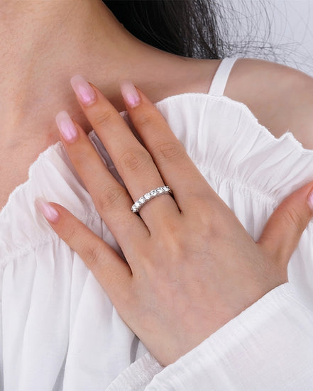 Eternity Moissanite Wedding Band. H