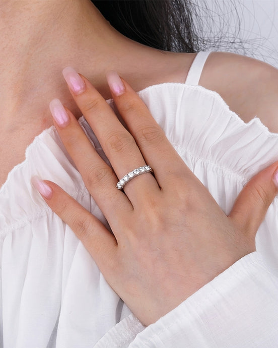 Eternity Moissanite Wedding Band. H