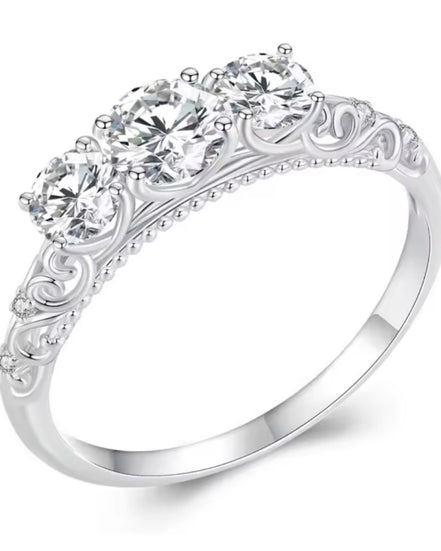 Vintage Tristone Moissanite Ring