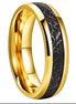 Gold With Black Meteorite Wedding Ring