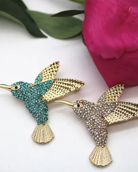 Hummingbird Brooch Blue