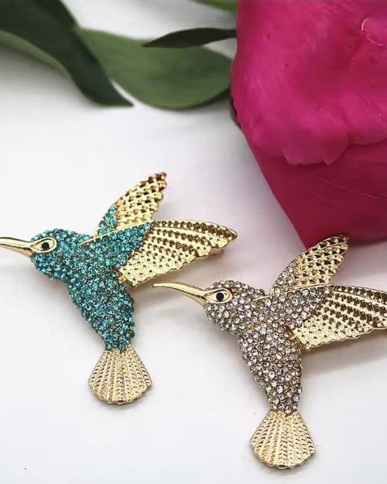 Hummingbird Brooch Blue