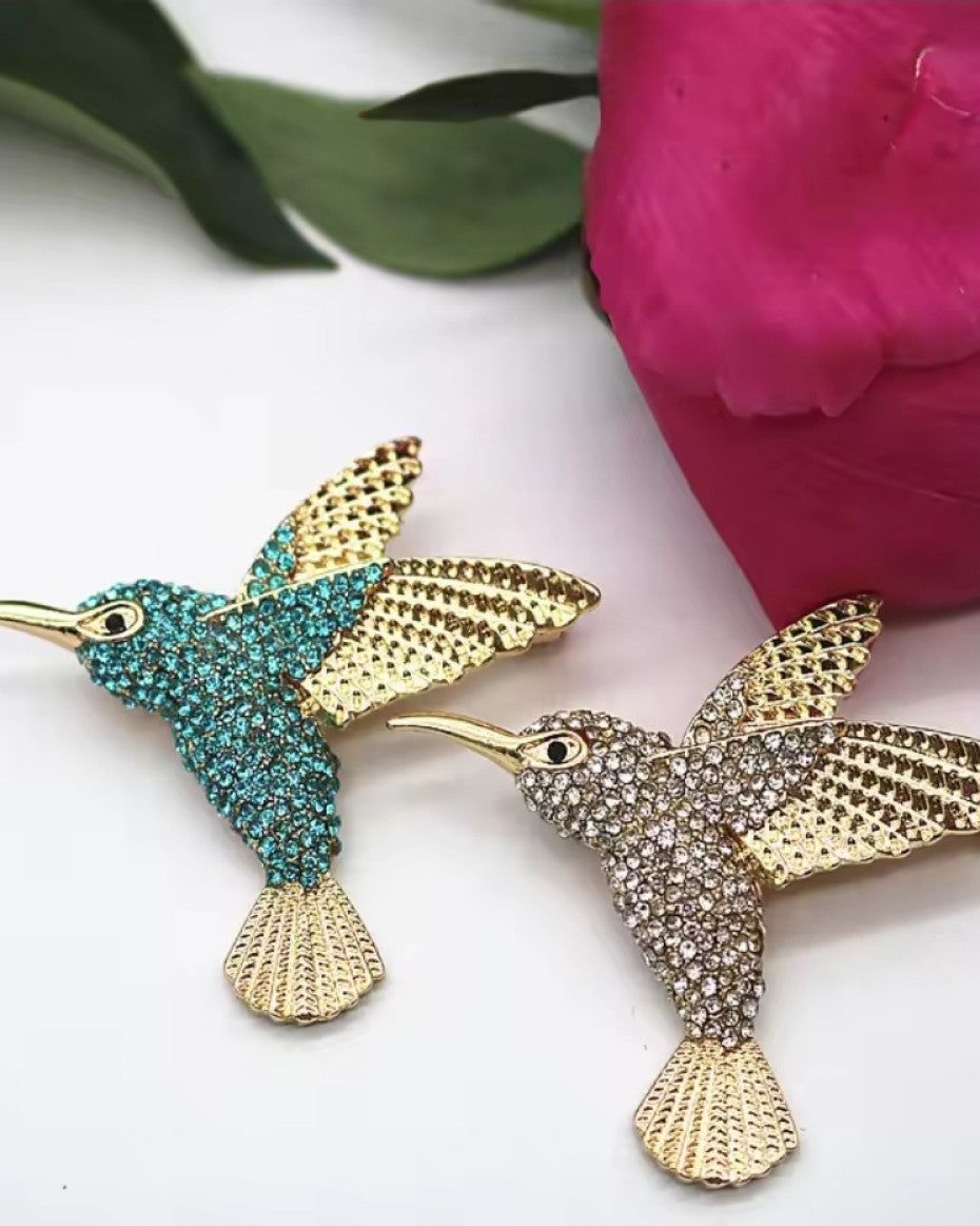 Hummingbird Brooch White