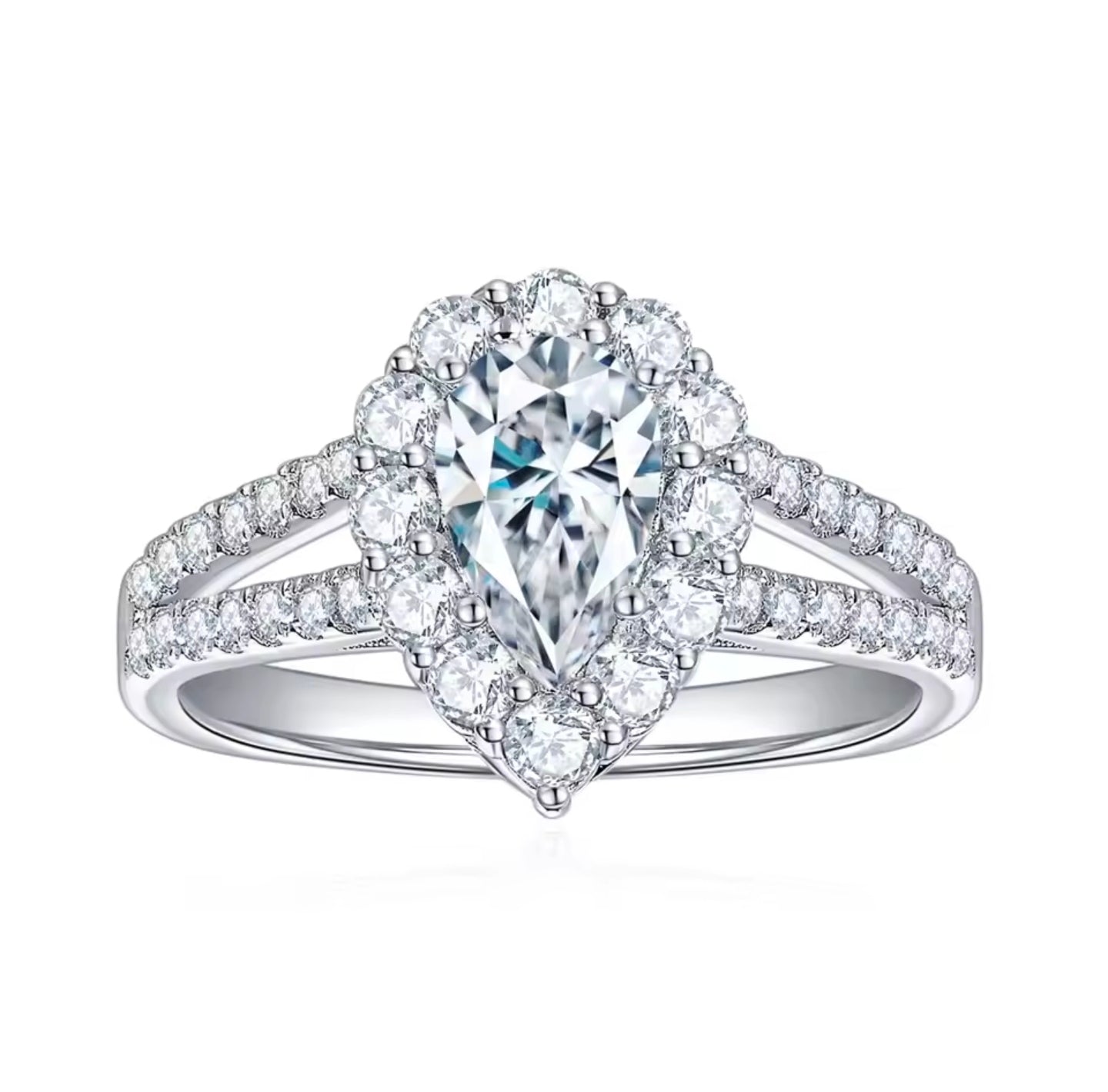 Daisy Double-Halo Pear Moissanite Ring