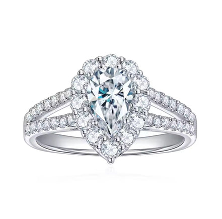 Daisy Double-Halo Pear Moissanite Ring
