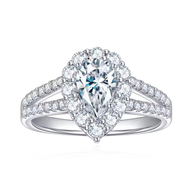 Daisy Double-Halo Pear Moissanite Ring