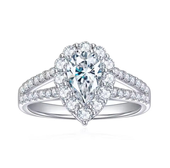 Daisy Double-Halo Pear Moissanite Ring