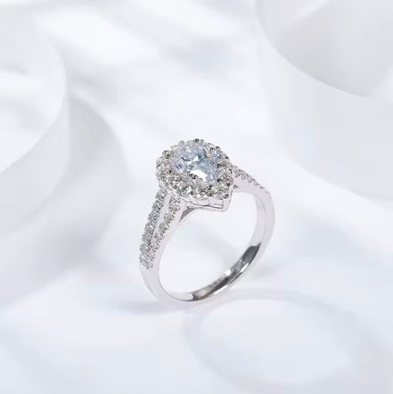 Daisy Double-Halo Pear Moissanite Ring