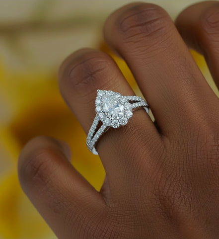 Daisy Double-Halo Pear Moissanite Ring