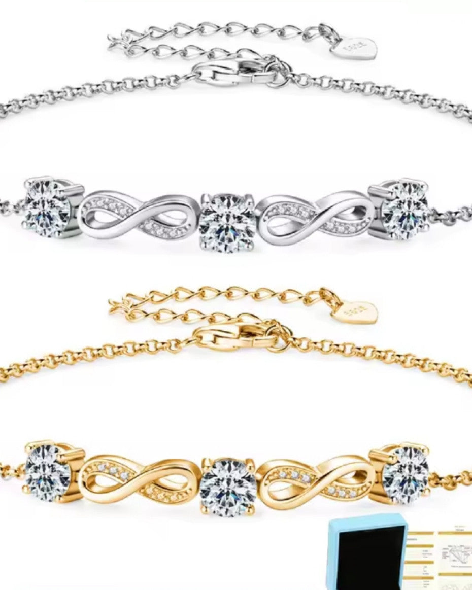 Infinity Moissanite Bracelet Silver