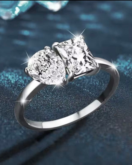 Toi et Moi Moissanite Engagement Ring