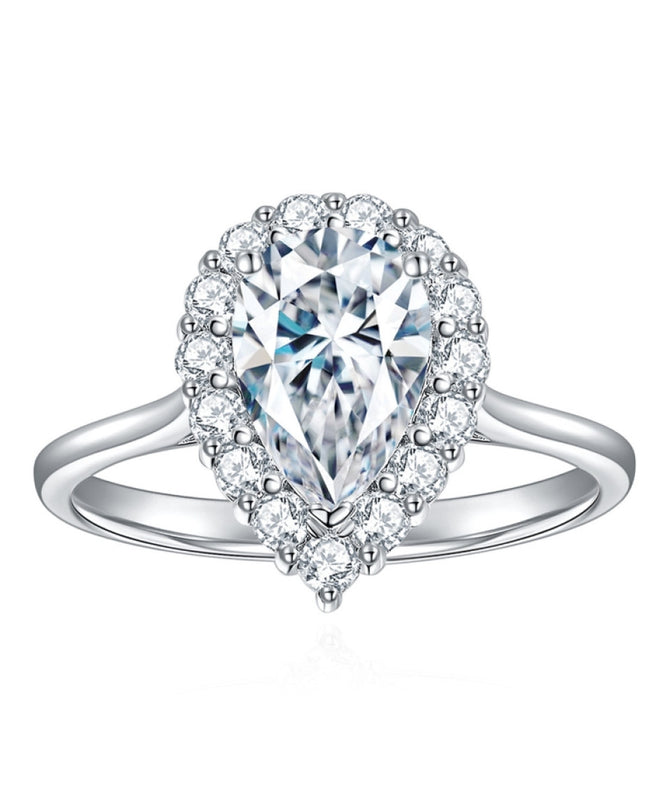 Isadora Pear Halo Moissanite Ring