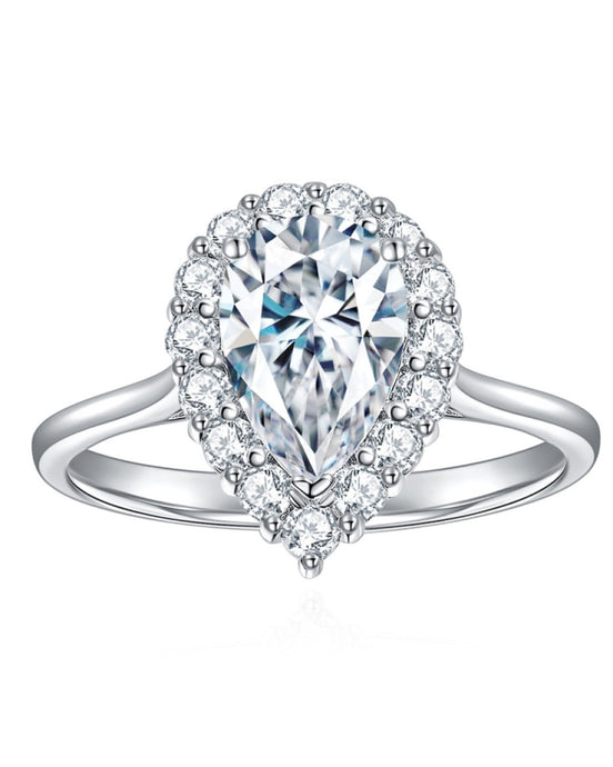 Isadora Pear Halo Moissanite Ring