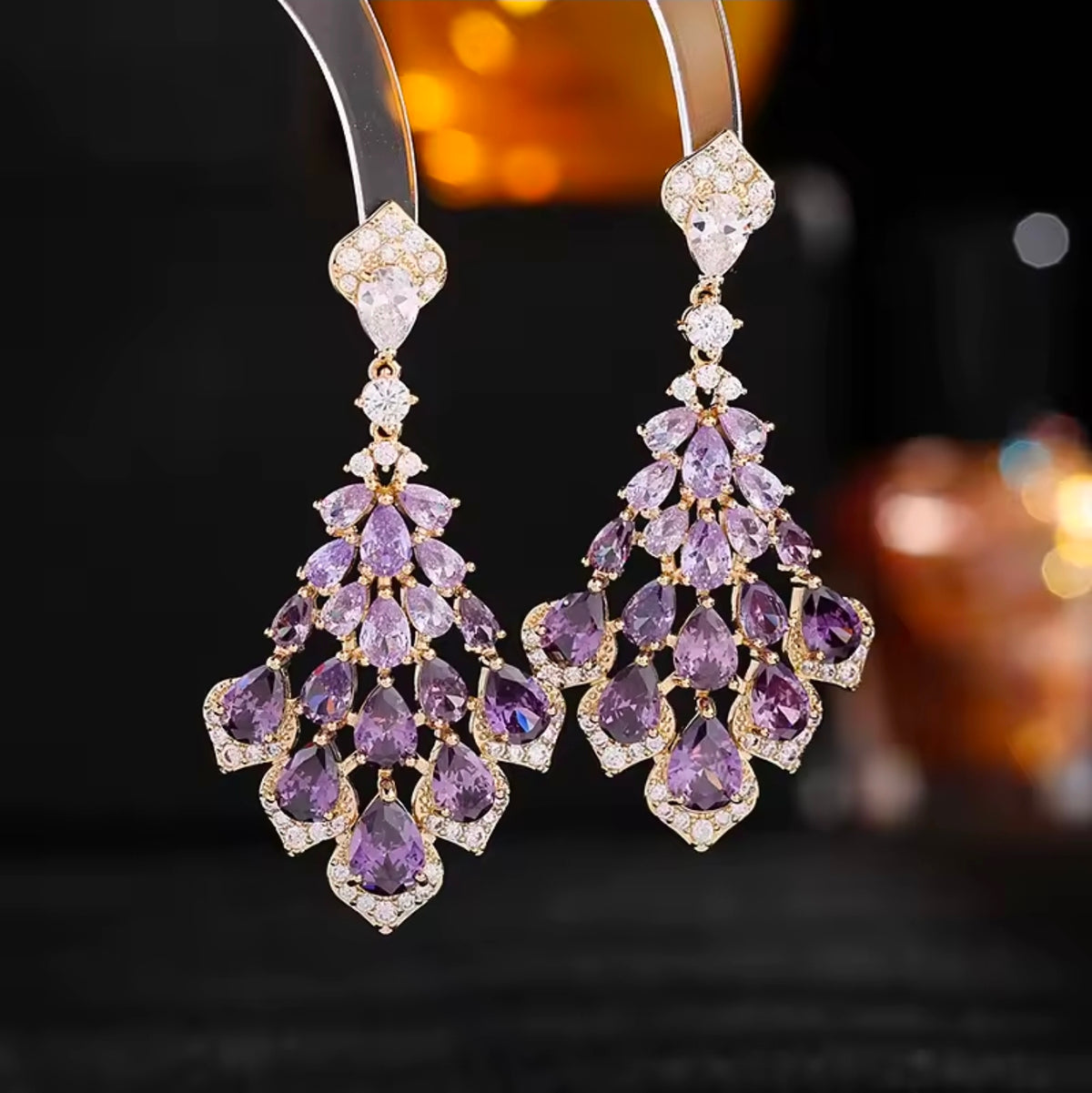 Blush Crystal Tassel Earrings