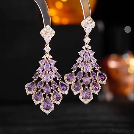 Blush Crystal Tassel Earrings