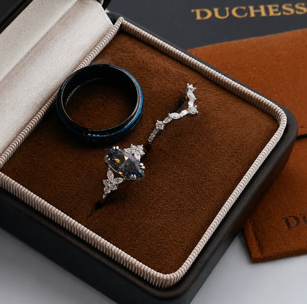 Midnight Bloom Moissanite Bridal Set