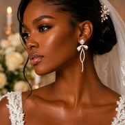 Celestine Pearl Leaf Drop Earrings