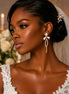 Celestine Pearl Leaf Drop Earrings
