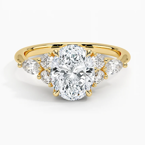 The Celeste Oval Halo Ring