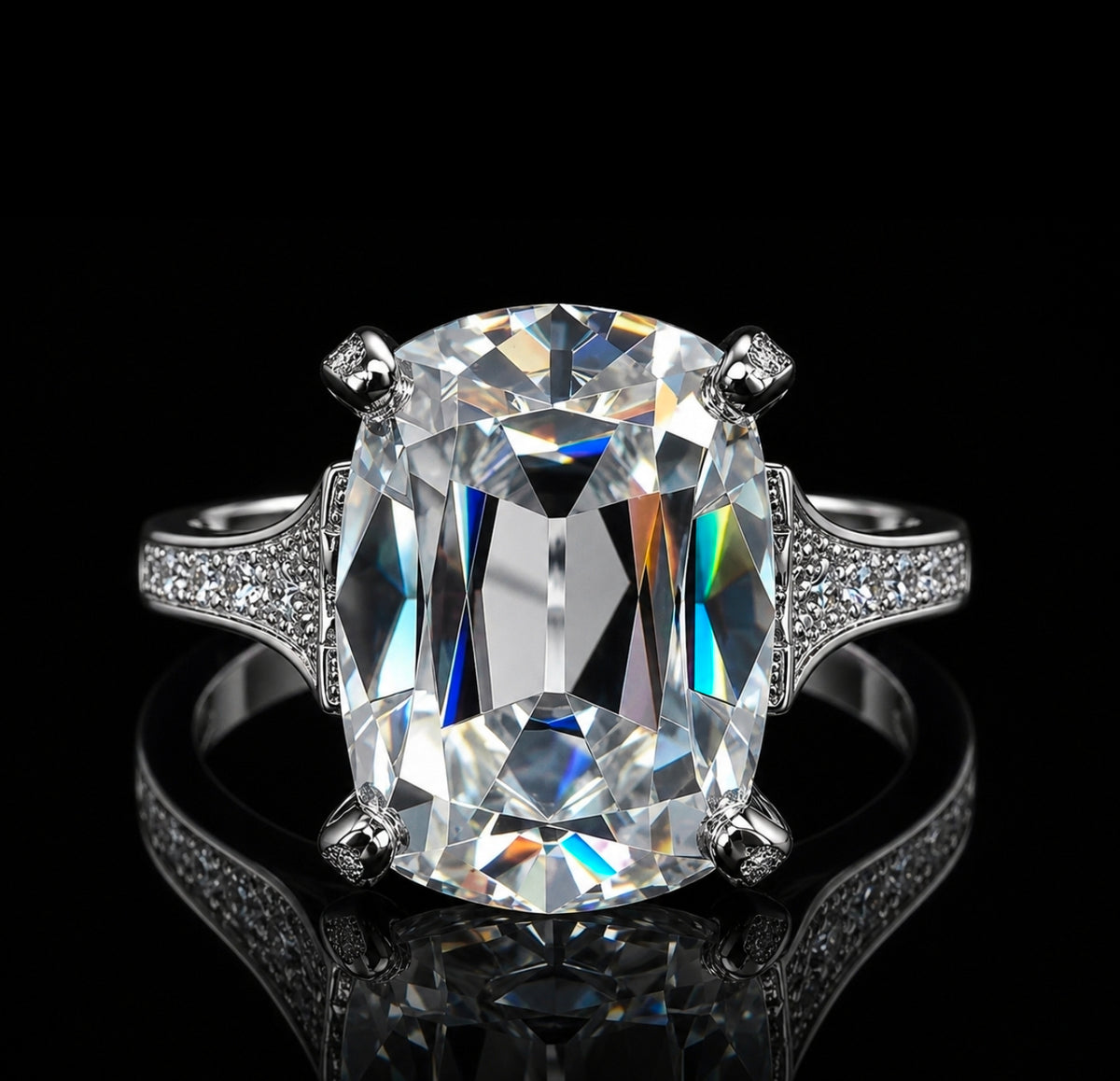 Imperial Cushion 10ct Moissanite Engagement Ring