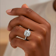 Vienna Cushion-Halo Moissanite Ring