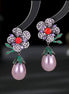 Emerald Pearl Bow Earrings