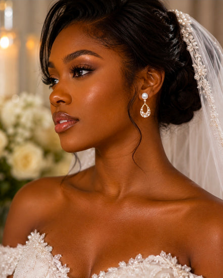 Isla Pearl Halo Drop Earrings