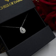 Crystal Pear Halo Moissanite Pendant