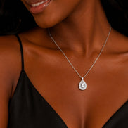 Crystal Pear Halo Moissanite Pendant