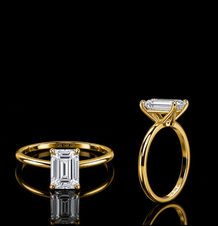 Emerald Solitaire Moissanite Bridal Set